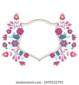 Ilustración vectorial de Cresta de Boda Floral.
