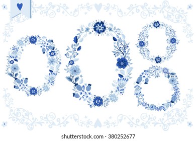 Vector illustration of floral wreath and hand drawn lettering