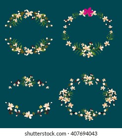 Vector Illustration of  floral wreath set