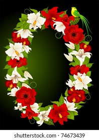 Vector illustration of floral zero symbol