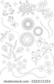 Vector illustration of floret coloring page
