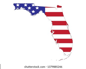 vector illustration of Florida map with american flag