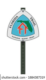 Vector Illustration Of The Florida Trail Road Sign On Metallic Post