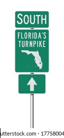 Vector illustration of the Florida's Turnpike green road signs on metallic post