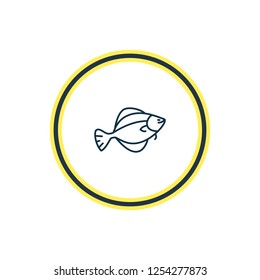 Vector illustration of flounder fish icon line. Beautiful nautical element also can be used as flatfish icon element.