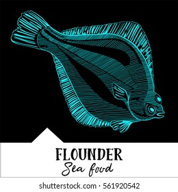 Vector illustration flounder for a seafood menu