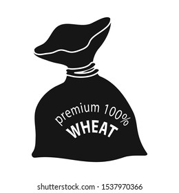 Vector illustration of flour and bag sign. Graphic of flour and sack vector icon for stock.