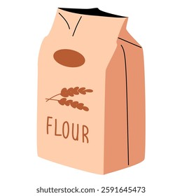 Vector illustration of flour. Wheat flour in a package. 