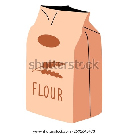 Vector illustration of flour. Wheat flour in a package. 
