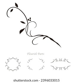 Vector illustration for flourish design or botanical frame