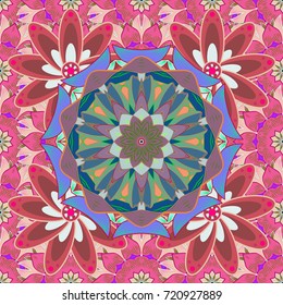 Vector illustration. Flourish ornamental spring garden texture. Flower seamless background. Floral pattern.