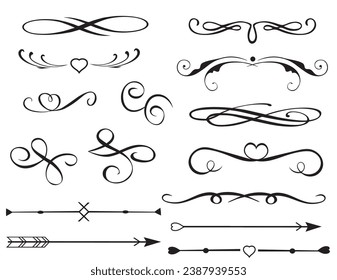 vector illustration of flourish, swoosh, swirls.