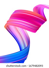 Vector illustration: Сolorful flow poster background. Abstract wavy twisted liquid shape. Paint brush stroke element.