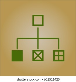 Ilustración vectorial del icono del vector de gráfico de flujo en verde
