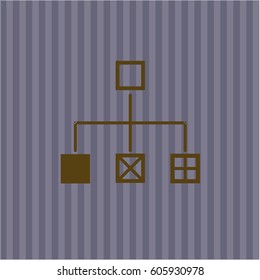 Vector Illustration of Flowchart icon in maroon color
