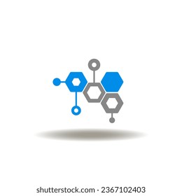 Vector illustration of flowchart molecule structure. Icon of science, research. Symbol of network, innovation. Sign of molecular, organization.