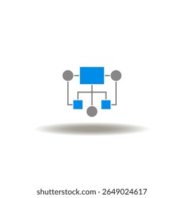 Vector illustration of flowchart. Symbol of scheme. Icon of network, structure. Sign of algorithm. Pictogram of system management.