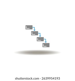 Vector illustration of flowchart. Symbol of waterfall methodology.