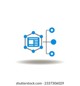 Vector illustration of flowchart of web page network. Icon of CMS Content Management System. Symbol of website structure management, maintenance.