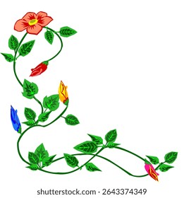 Vector illustration of a flower arrangement, including individual blossoms, stems, and leaves.