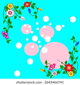 Vector illustration of a flower arrangement, including individual blossoms, stems, and leaves.