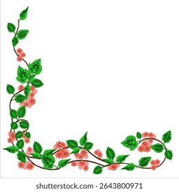 Vector illustration of a flower arrangement, including individual, stems, and leaves.