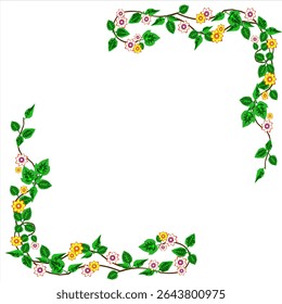 Vector illustration of a flower arrangement, including individual, stems, and leaves.