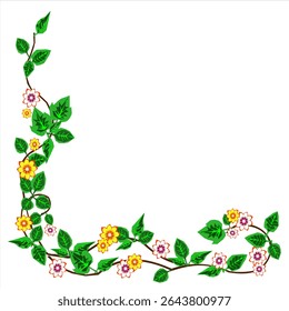 Vector illustration of a flower arrangement, including individual, stems, and leaves.