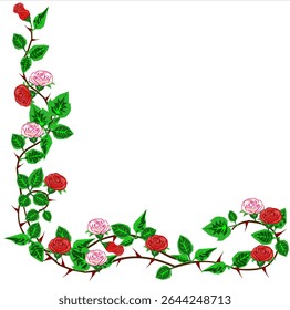 Vector illustration of a flower arrangement, including individual, stems, and leaves.