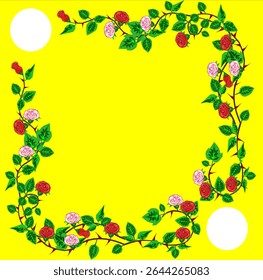 Vector illustration of a flower arrangement, including individual, stems, and leaves.
