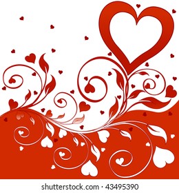 vector illustration of a flower  background with hearts.