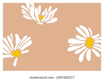 vector illustration of a flower background: wonderful white daisy on a brown background