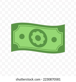 Vector illustration of Flower banknote in green color on transparent background (PNG).