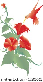 Vector illustration for flower and bird