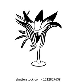 Vector illustration flower in black and white colors.