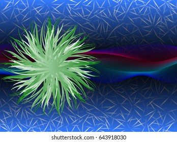 Vector illustration of a flower with a blue background of strokes and lines