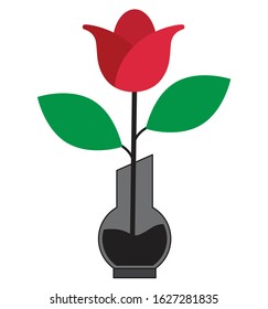 Vector illustration of a flower in a bottle. Good for love, and sincerity