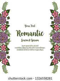 Vector illustration flower bouqet frame for lettering romantic hand drawn