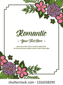 Vector illustration flower bouqet frame for lettering romantic hand drawn