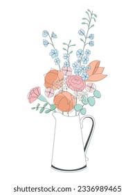Vector illustration of a flower bouquet in a jug