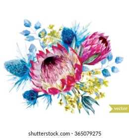 vector illustration of a flower bouquet Proteus, thorn, polygon illustration