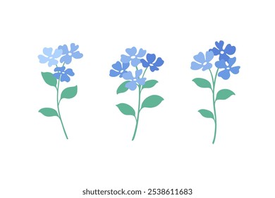 Vector illustration of flower bouquet in simple hand drawn and linocut style. Simple contour vector illustration for cosmetics, postcard and pattern.