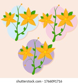 Vector illustration of flower branches. On white background.
