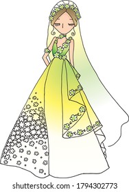 Flor de ilustración vectorial con novia