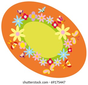 Vector illustration. Flower and butterfly.