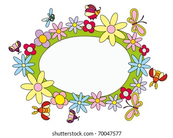Vector illustration. Flower and butterfly.