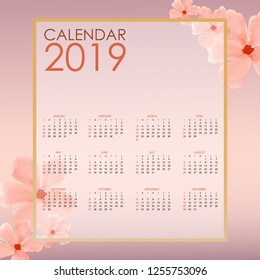 vector illustration of flower calendar shape, with a pink background, happy new year