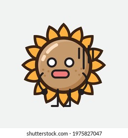 Vector Illustration of Flower Character with cute face, simple hands and leg line art on Isolated Background. Flat cartoon doodle style.
