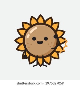 Vector Illustration of Flower Character with cute face, simple hands and leg line art on Isolated Background. Flat cartoon doodle style.