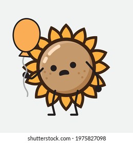 Vector Illustration of Flower Character with cute face, simple hands and leg line art on Isolated Background. Flat cartoon doodle style.